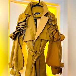 Tan Ruffled Trench Coat